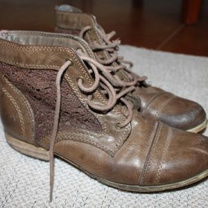 Brown lace booties